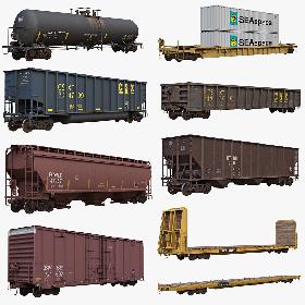 3D Big Railcars Collection model